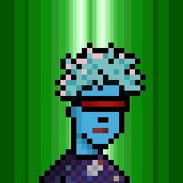 Animated Punk with cyan hair and a laser eye on a Toxic Storm background