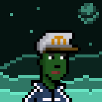 Animated Punk in a captain's crest on a Deep Space background