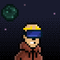 Animated Punk in a laurel crown on a Cosmic background