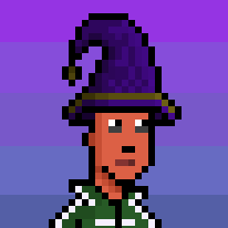 Animated Punk in a witch hat on an Emerald Core background