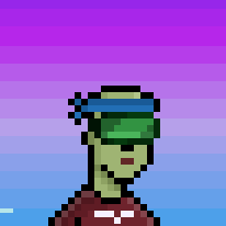 Animated Punk in a blue bandana on a Glitch Warp background
